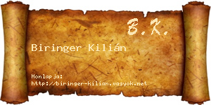 Biringer Kilián névjegykártya